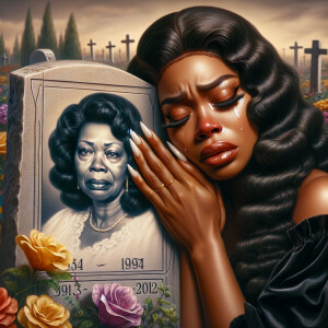 A beautiful light-skinned African-American woman with long wavy...