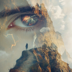 Imagine A surreal double exposure artwork that merges elements o...