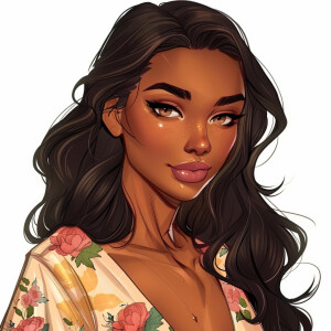 Create a cartoon illustration of Hana, a character who is Ethiop...