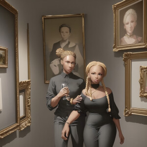 3-D image of a beautiful light skin African-American women. She...