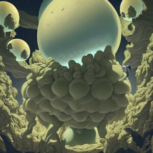 A tall humanoid with large beast alien woman landing on earth wi...