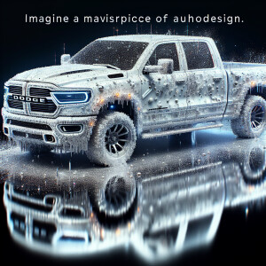 elegant pearl  white 2017 dodge truck made of transparent glass...