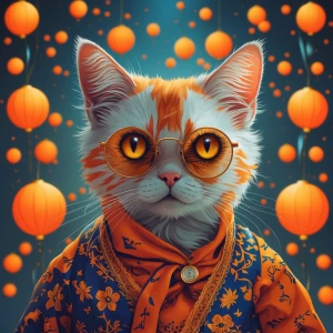 Кот полосатый фиолетовый