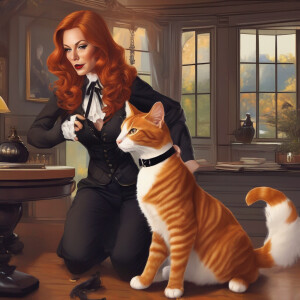 Woman , long ginger hair, nervous, docile,beautiful , petite hou...