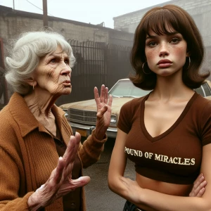 Create a realistic film photograph from 1973 depicting an irate...