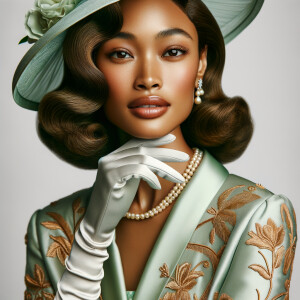 Imagine a portrait of a light-skinned African-American woman wit...