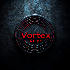 3d Text logo "Vortex Ruler" , modern, dark background