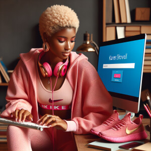 A beautiful light skin African American woman with with a pink j...