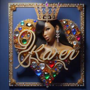 VCraft a 3-D image showcasing the name 'KAREN' in a luxurious go...