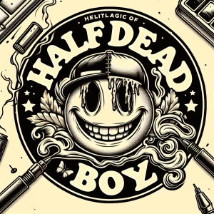Create a logo for a  brand named "Half Dead Boyz" that features...