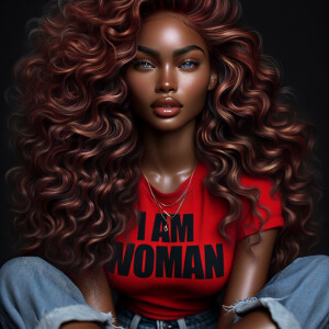 create a beautiful hyper realistic sitting on the floor African...