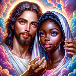 Ensure that the image distinctly represents both Jesus Christ an...