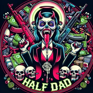 I see an image that features a highly stylized and graphic desig...