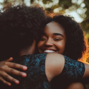Two people hugging