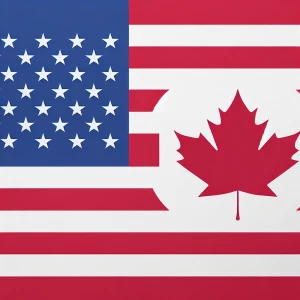 Design a United States flag that incorporates a maple leaf symbo...