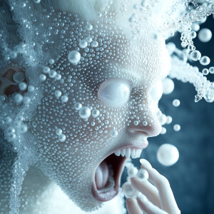 A woman beast glass scenario where everything is made out of gla...