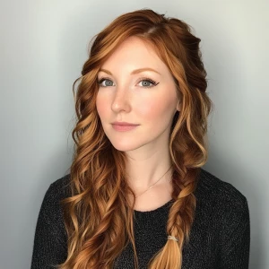 a woman, look to the camera, Waterfall Braid Hairstyle