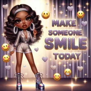 A 3D airbrushed chibi-style African American exaggerated woman b...
