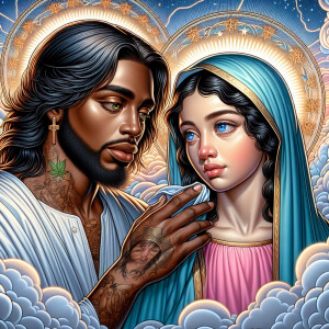 Ensure that the image distinctly represents both Jesus Christ an...