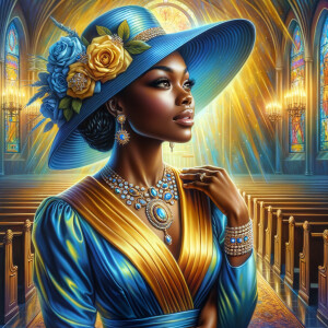 A spiritually enriching illustration portrays an African America...