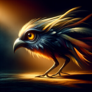 Weird imaginary bird, vivid colors, hyper ultra photorealistic