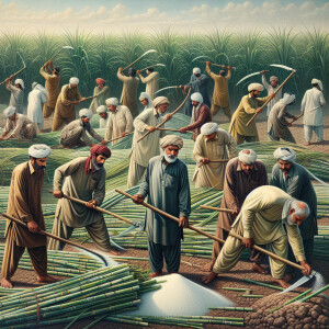 Sugarcane manual harvesting with few labour guys in PAKISTAN