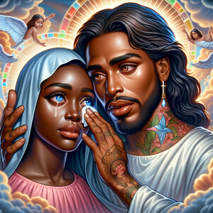 Ensure that the image distinctly represents both Jesus Christ an...