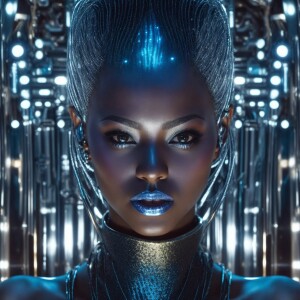 Generate a computer-generated holographic image of a futuristic...