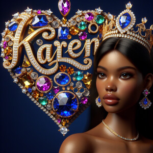 VCraft a 3-D image showcasing the name 'KAREN' in a luxurious go...