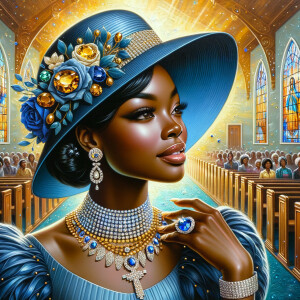 A spiritually enriching illustration portrays an African America...