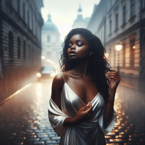 A cinematic scene featuring a curvythic African American woman w...