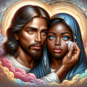 Ensure that the image distinctly represents both Jesus Christ an...
