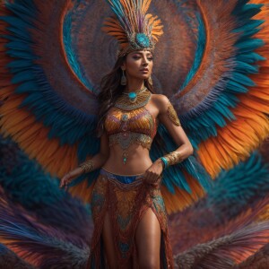 Design an 8K UHD hyper-realistic 3D animation of a female deity,...