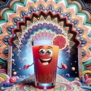 draw a glass of happy juice. make it really happy juice and rain...