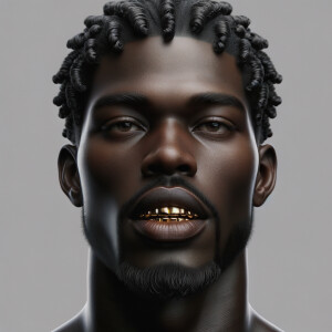 Black male with gold and Diamond teeth, finger waves