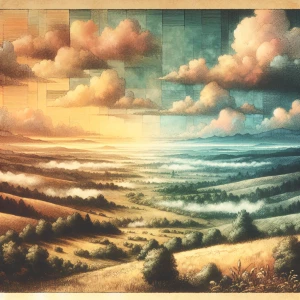 Create an artwork using the aerial perspective technique to depi...