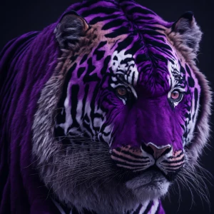 Tiger with deep purple fur , pink eyes,