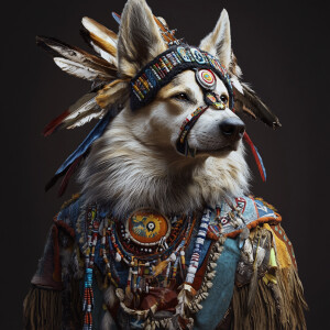 Create a realistic image of a Cheyenne dog soldier in all their...
