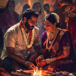 Digital art HD 1:1,A sweaty  man sitting beside his mother in la...