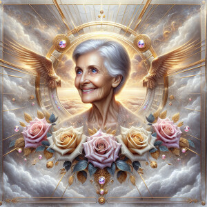 A horizontal portrait of a thi, smiling heavier, set 80-year-old...