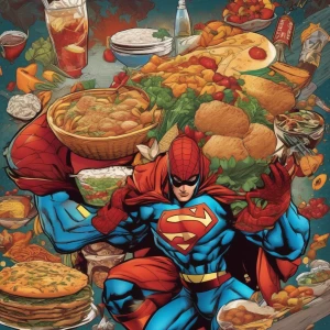 Create an image of a superhero whose costume and powers are insp...