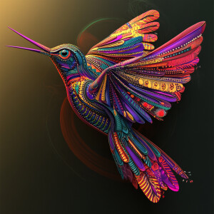 Create a 3D rendering that features an array of a vibrantly-colo...