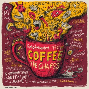 /imagine "hand-drawn coffee cup overflowing with swirling steam...