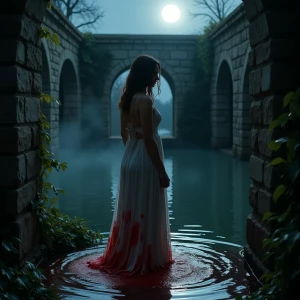 A secluded gothic courtyard surrounded by ancient stone walls, w...