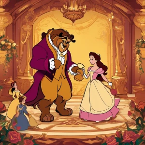 Create an image in the style of Disney, depicting characters fro...