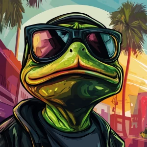 MEME PEPE in GTA art style — — in the style of a Grand Theft Au...