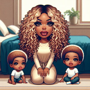 4k airbrush chibi photo of a African American women full lips an...