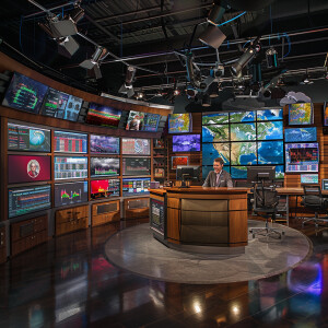 High resolution. Meteorologist reports weather on tv!