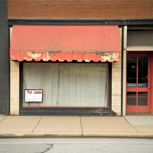 Create an image of either a vacant storefront with an empty disp...