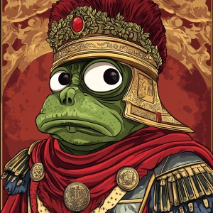 Pepe with pumped-up lips of a bright red color in carton style...